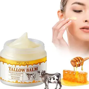 Organic Grass-Fed Beef Tallow Balm with Raw Honey-Handmade All-Natural Moisturizer for Soft, Smooth, Radiant Skin - 60g
