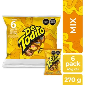 Detodito Mix Paketón Snack Pack – 6 Units (Approx. 45g Each, 270g Total / 9.52 oz) – Assorted Colombian Snack Mix – Imported from Colombia
