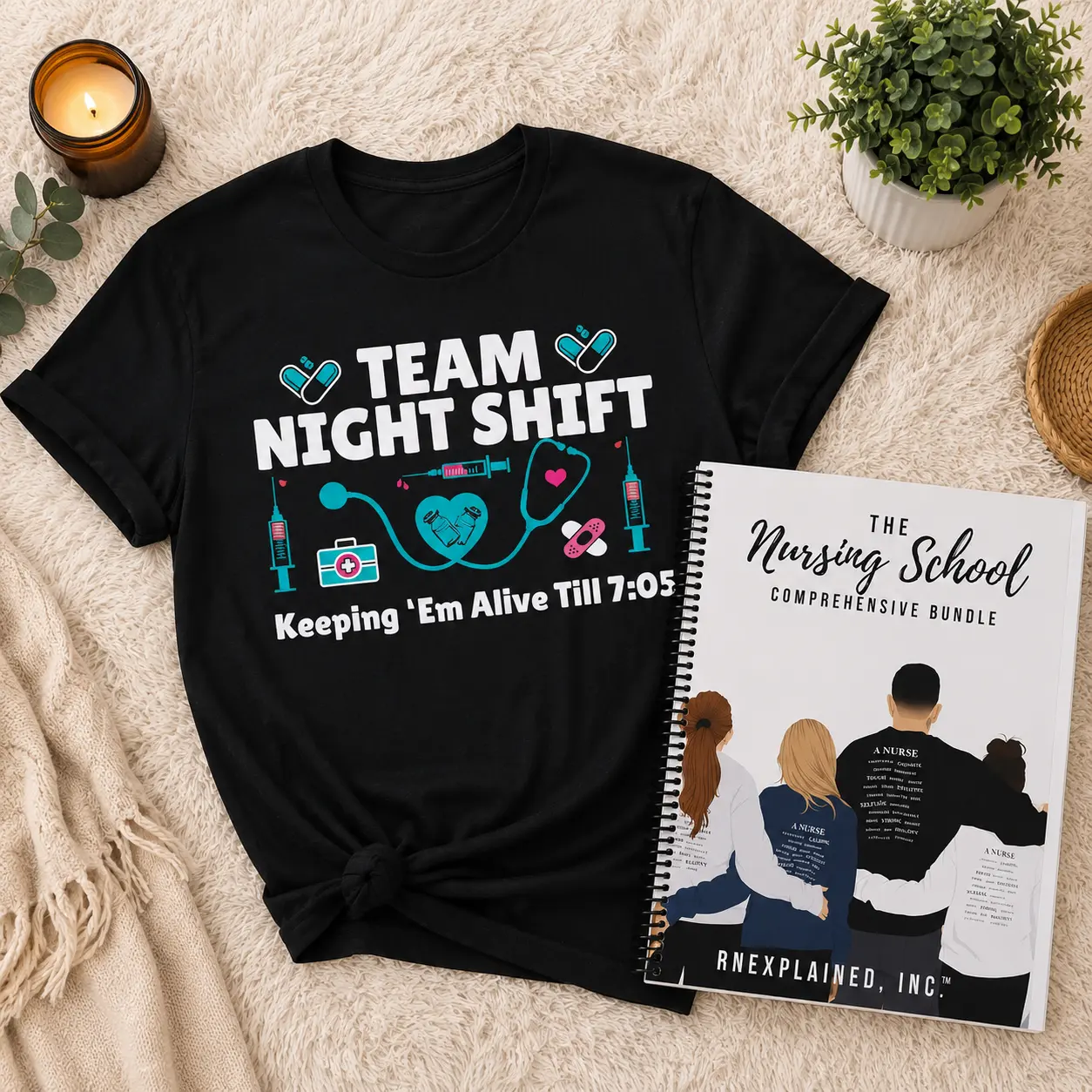 The Nursing School Comprehensive Bundle Study Guide + Free Nurse Graphic Tee Included