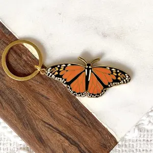 Metal Keychain | Monarch Butterfly | Enamel Keychain | Gold Hardware