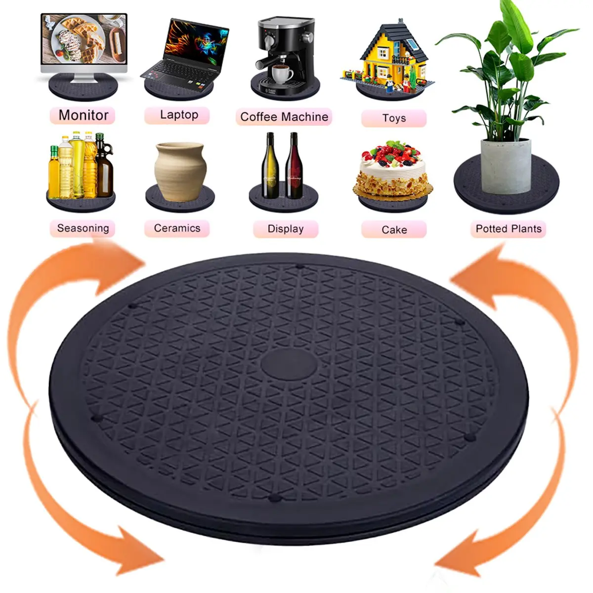 10 Inch Lazy Susan Turntable Organizer, Premium Heavy Duty Rotating Swivel Stand with Steel Ball Bearings for Kitchen Organizers, Countertop Organizer, Decorative Storage Organizers, Model/Rotating Plants/Crafts Stand/TV/Monitor/Laptop (360˚ Rotation)