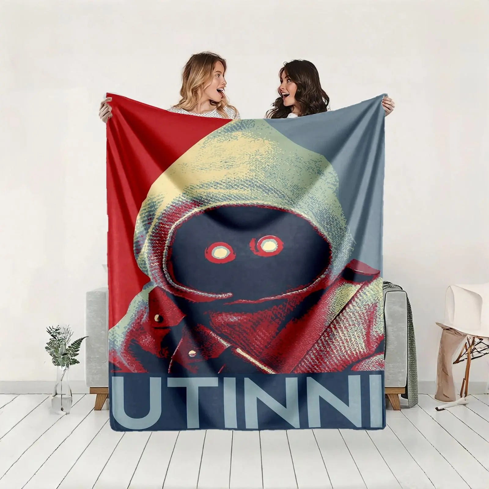 1 piece Artistic Recreation of Star Wars Jawa Character themed flannel blanket - Flannel blanket with modern design, suitable for sofas and beds, all-season use, super soft and comfortable, digitally printed pattern, 100% polyester material