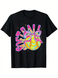 Softball Coquette Bow Ice-Cream Drip Baseball Mom Game Day T-Shirt for Boys Fashion Trend Bottoming Shirt Breathable, Casual Comfortable Top Streetwear Fashion Casual Summer Tee Crew Neck Short Sleeve T-Shirt Best Gift for Boy Girl