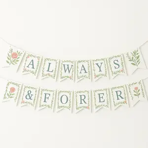 "Always & Forever" Floral Pennant Banner for Weddings