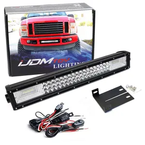 iJDMTOY Lower Grille Mount 21-Inch LED Light Bar For 2008-10 Ford F250 F350 F450, Includes (1) Triple-Row High Power LED Lightbar, Lower Bumper Opening Mount Brackets & Switch Wiring Kit