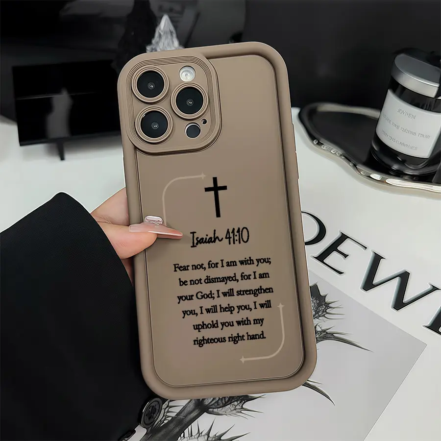 Isaiah 41:10 Christian Phone Case Bible Verse Cross Faith Inspirational Shockproof Cover for iPhone 17 Air 17 Pro 16 Pro 15 Pro Max 14 13 12 11 XR X