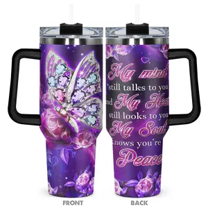 1pc, Gifts for Butterfly Lover Personalized Custom Name 40oz Tumbler Cup, Stainless Steel, Diamond Butterfly Funny Print 40oz, Insulated and Durable, Gift for Any Occasion: Birthdays, Holidays, or Special Moments for Family