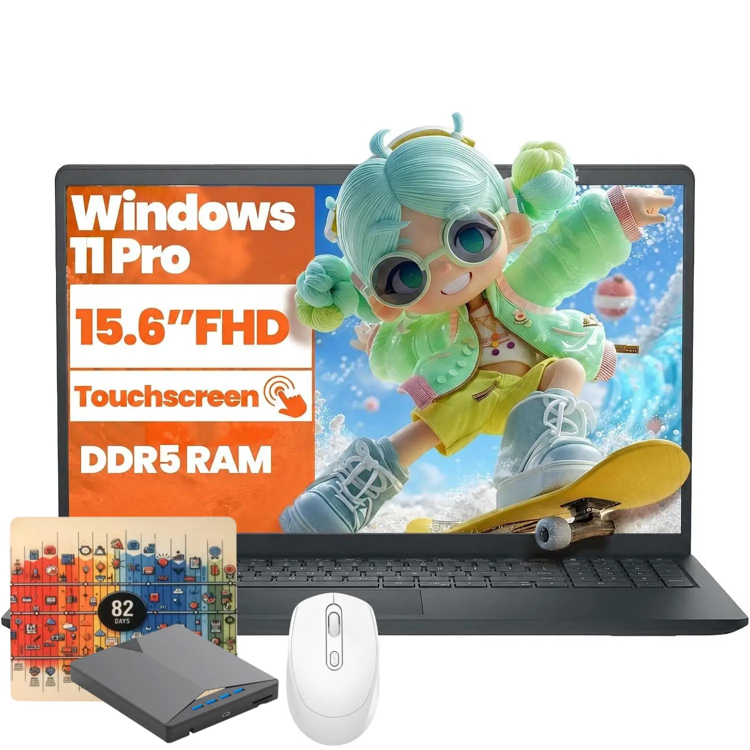 Dell 15 Touchscreen Laptop -16GB DDR5 4400MT/s 512GB SSD -i5 1334U(10-Core) | Up to 4.6 GHz –15.6" FHD Touch, Wi-Fi 6, Copilot Key, USB-C – Windows 11 Pro Laptop DC15250 for Business & Student