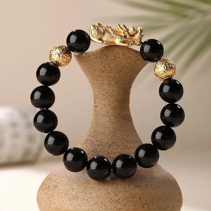 Earth Element Pixiu Beaded Bracelet - Chinese-Style, Ethnic-Inspired, Stylish Fengshui Ornament for Husbands/Fathers, Stable Energy Field, Wealth Flow Smoother, Family Protector, Chinese-Style Fengshui Ornaments, Ethnic-Inspired Fengshui Ornaments