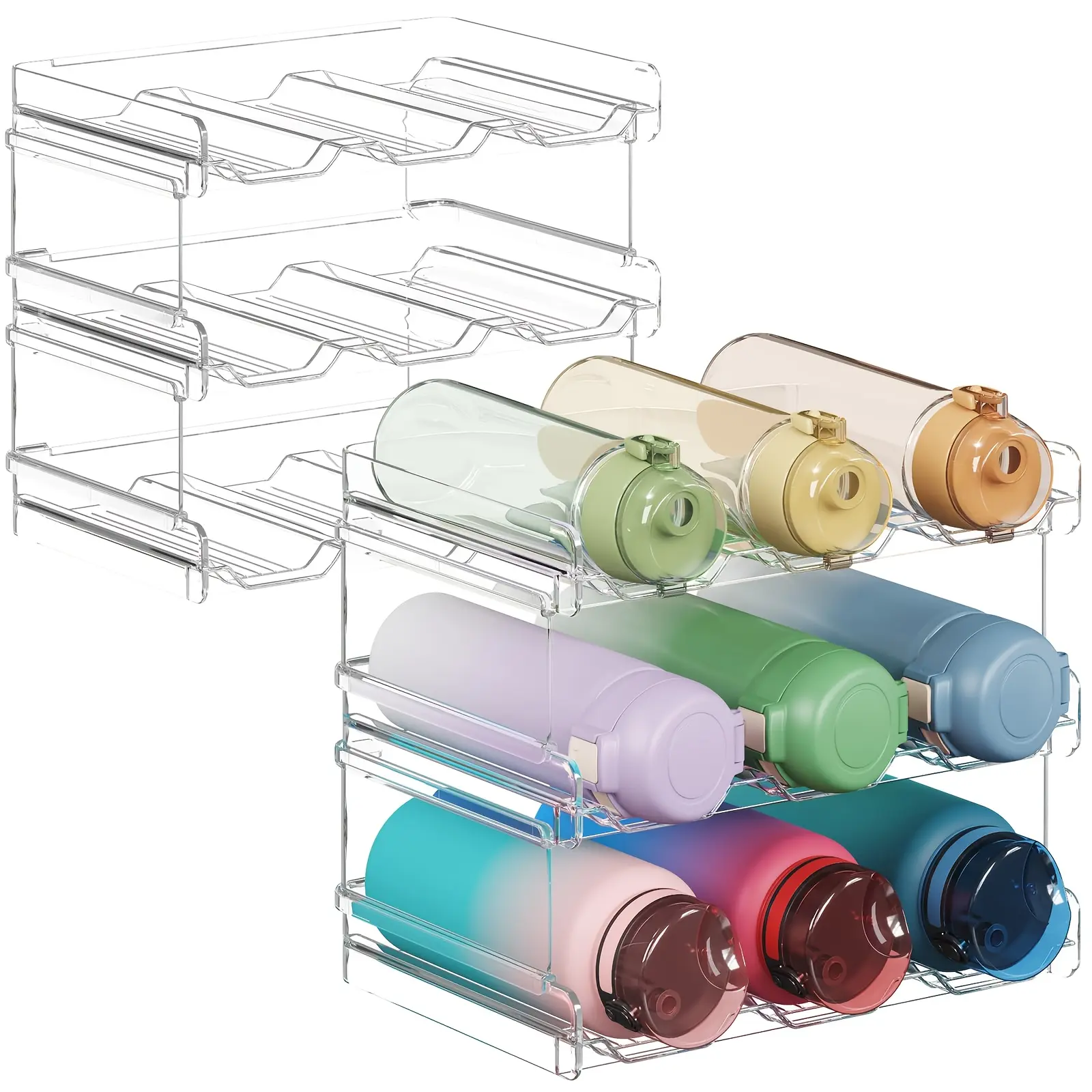 Modern Stackable Water Bottle Organizer, Kitchen Cabinet Bottle Storage Rack — Indoor Collection
