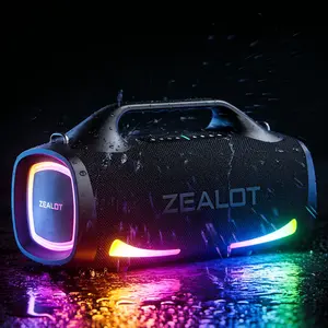 ZEALOT Fitness & Outdoor Bluetooth Speaker, 100W HIFI Stereo & Deep Bass, IPX7 Waterproof, 24000mAh Battery, RGB Lights, Carry Strap, Power Bank for Gym Yoga Camping Beach
