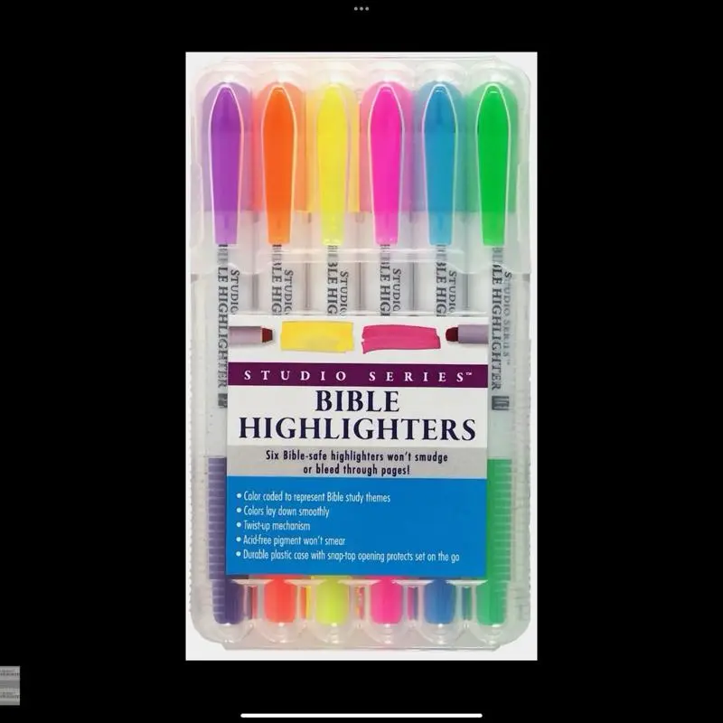 6-Piece Bible Highlighter Marker Set - Highlighting, Writing & Correction Tool for Office Stationery Supplies