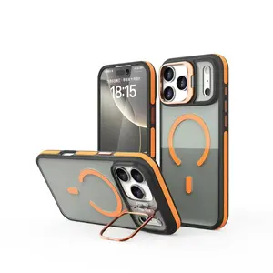 Magnetic Shockproof Hard Phone Case with Built-in Hidden Stand for iPhone 13 14 15 16 17 Pro Max 17 AIR 14 15 16 Plus there are four colors to choose from