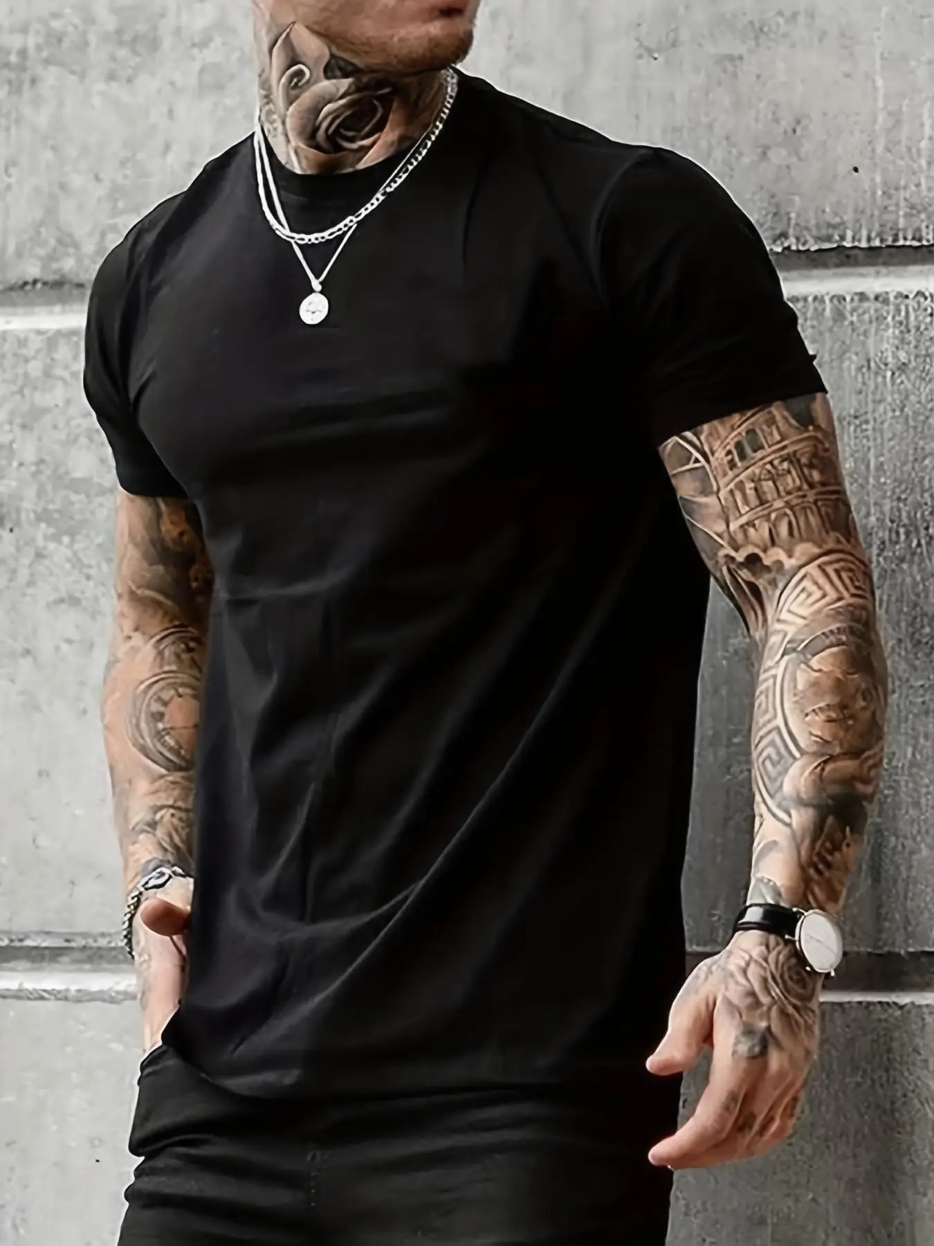 Men's Plain Round Neck Tee, Regular Fit Casual Soft Comfy Crew Neck Short Sleeve T-shirt, Men's Summer Top for Daily Wear, Cost-effective T-shirt