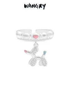 WANGXY Smiling Face Rainbow Color Zircon Ring for Girl Cute Simple Balloon Dog Opening Adjustable Ring