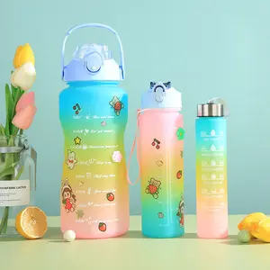 Motivational Water Bottle 3-Pack | Time Marker Hydration Bottles | Leak-Proof Gym & Daily Use