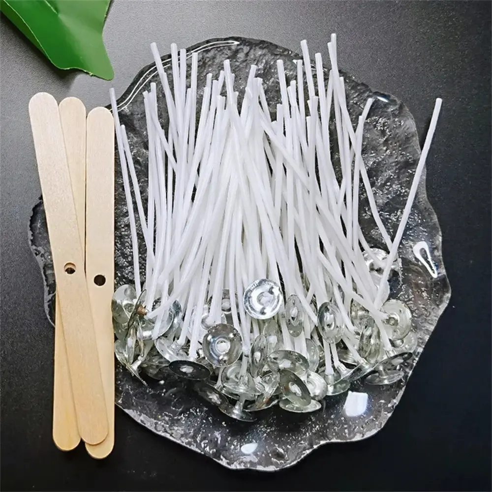 53-Piece Candle Wick Holder Set, Wax-Coated Cotton Wick Kit with Stand, Original Smoke-Free Soy Oil Wicks, Handmade Braided Design, Crafts, Wicks For Candlemaking, Candle Accessories