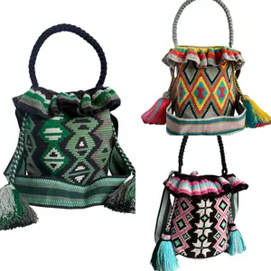 Large Wayuu Double-Use Handmade Bag | Braided Short Strap & Crochet Long Strap | Special Woven Skirt Design