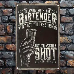 Aluminum Bartender Wall Art Plaque Vintage Bar Sign with Humorous Quote for Home Bar Kitchen Cafe Decor 2D Flat Metal Art Home Decor Products