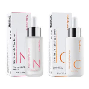 Nutralessece Brightening & Anti Aging Facial Serum: 10% Niacinamide 4% Tranexamic Acid Alpha Arbutin Serum for Dark Spots, Even Skin Tone; 2% Vitamin C Serum with Ferulic Acid Serum for Eye Wrinkles, Nasolabial Folds, Neck Wrinkles, Salon-Quality, 30mL *2