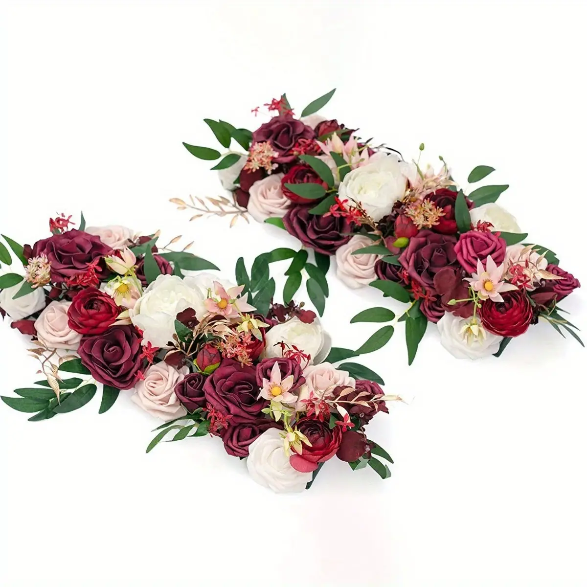 2-Piece Decorative Artificial Floral Arrangements, Arched Wall Panel Artificial Flowers for Wedding Ceremony Backdrop & Reception Table Decor, Floral Arrangement Artificial Flowers
