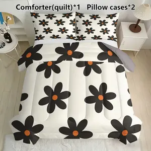 3-piece retro floral bedding set - soft, lightweight, breathable bedding with 200gcm quilted filling, including 1 quilted quilt and 2 pillowcases (excluding pillow core) - suitable for hotel, family, dormitory, air-conditioned room use
