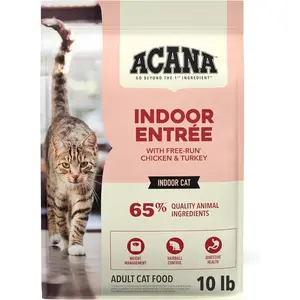 ACANA Dry Cat Food for Indoor Cats Indoor Entrée Chicken Turkey Whole Herring and Rabbit 10lb Bag