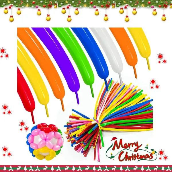 260 Long Balloons 100 Pack Twisting Animal Balloons Assorted – Thick Latex for Parties, Magic Art & Christmas Gifts