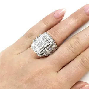 Luxury S925 Wedding Rings Set for Women - Exaggerated Couple Rings for Engagement and Personal Fashion, Daily Occasion Wear