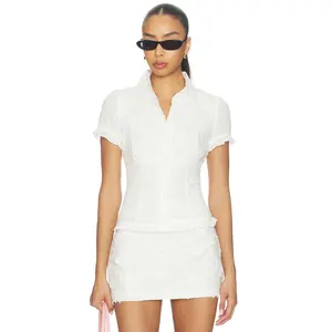 MORE TO COME Abril Button Up Top in White