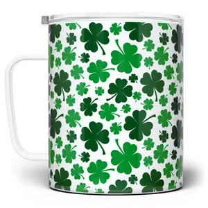 Shamrock Four Leaf Clover Coffee Mug, Cute St Patrick's Day Cup, Designed and Printed in the USA by Loftipop