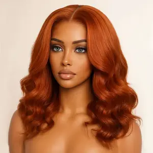 【Clearance Sale】 Ginger Orange Body Wave Wig Human Hair 4X4 HD Transparent Lace Frontal Wigs Human Hair Pre Plucked With Baby Hair