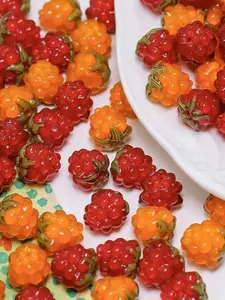 Handmade Glass Beads Set, Floral Round Spacer Beads & Raspberry Shape Beads, DIY Jewelry Making Supplies for Necklaces Bracelets Earrings