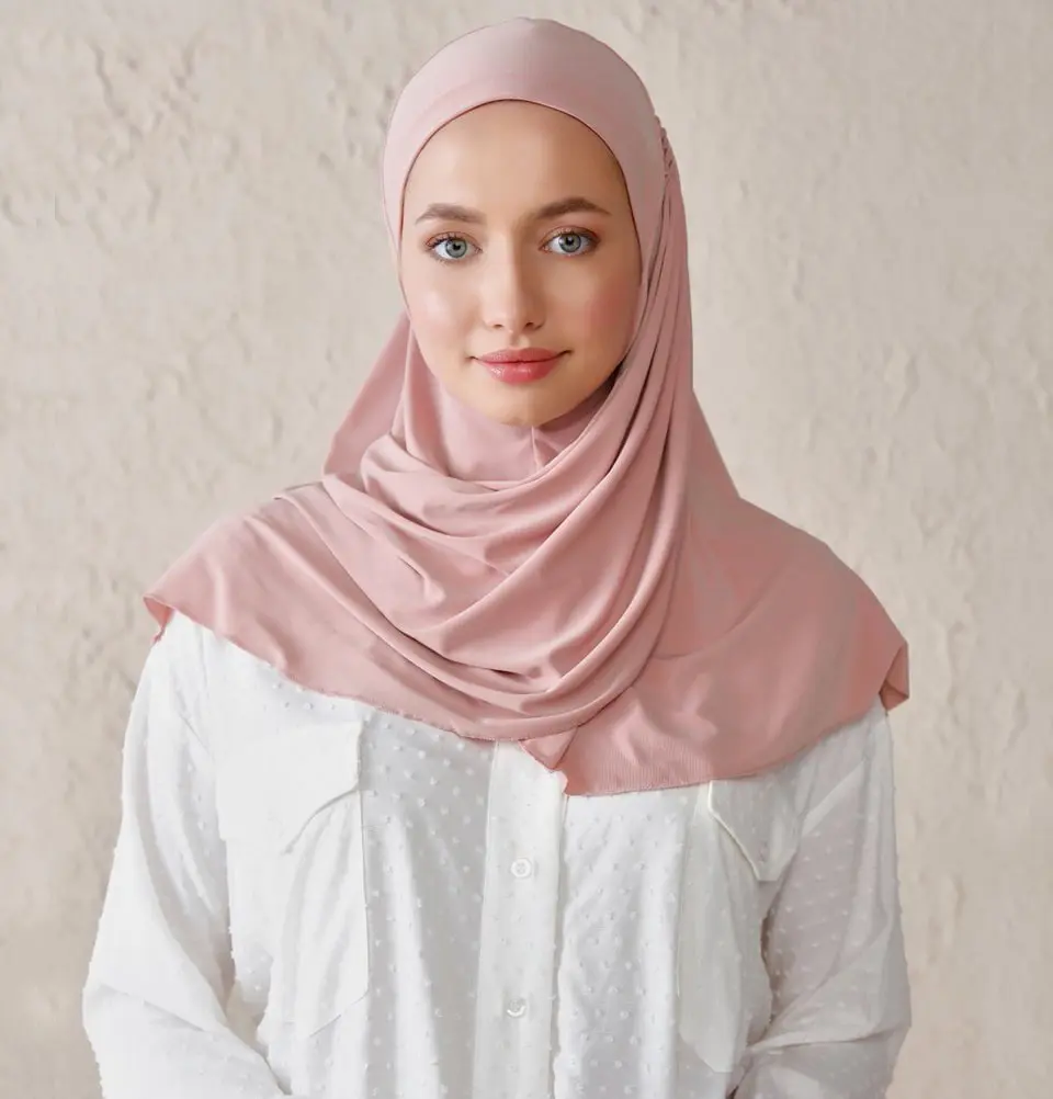 Modefa Premium Instant Wave Hijab - Powder