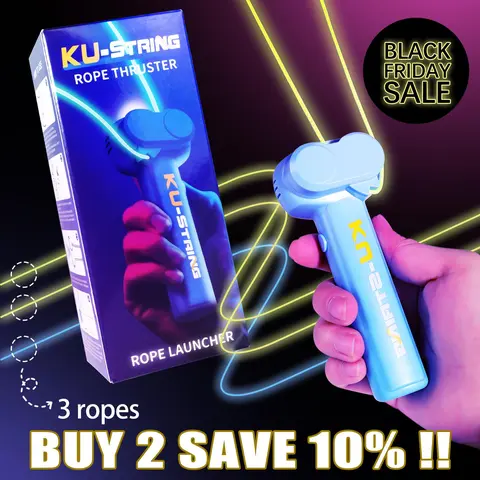 The Glow-In-The-Dark String Shooter Toy w/ Dual Built-in UV Blacklights - Fun Adult & Kids Rope Launcher Gift - Viral Fidget Toy Gadget - Music Festival Rave Dance Accessory