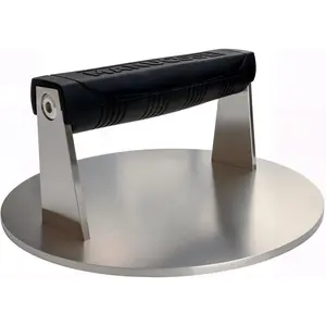 Stainless Steel 3.25 LB Burger Smasher 8 Inch Steak Weight for Smash Burgers Bacon Sandwiches Dishwasher Safe Preheatable Protein Press with Silicone Handle Commercial BBQ Tool