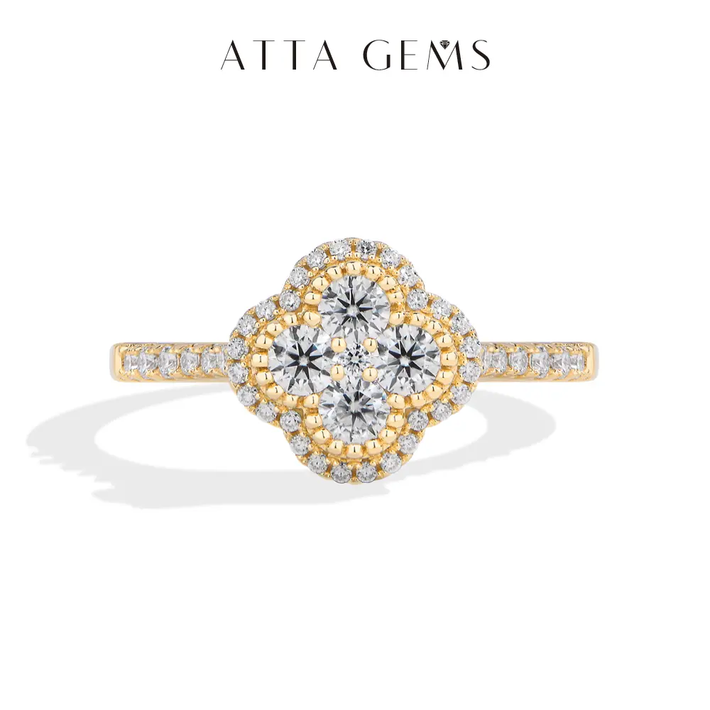 ATTAGEMS Classic Flower Design D Color Round Cut Lab-Grown Moissanite Ring for Women Girls Real S925 Sterling Silver Ring Daily Wear Birthday Gift Fine Jewelry New R416 summerwins