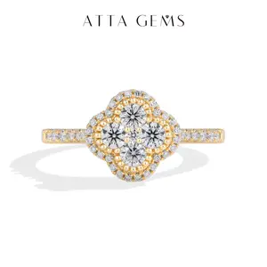 ATTAGEMS Classic Flower Design D Color Round Cut Lab-Grown Moissanite Ring for Women Girls Real S925 Sterling Silver Ring Daily Wear Birthday Gift Fine Jewelry New R416 summerwins,summerwins