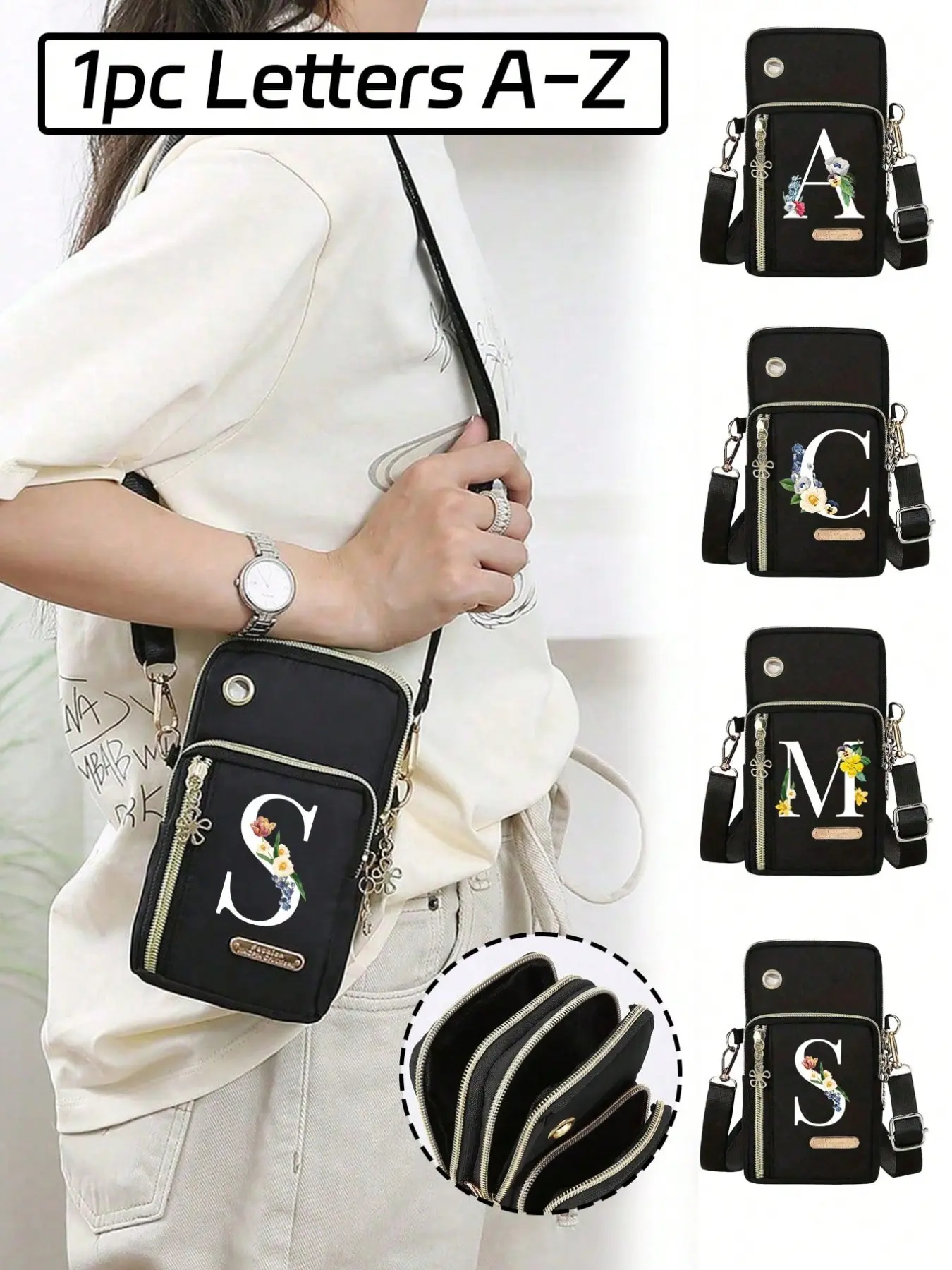 Women's phone bag, mini crossbody bag, Casual crossbody bags, Zipper crossbody bag, vertical coin purse, with headphone hole, suitable for commuting, anniversaries, birthday gifts & Valentine's Day