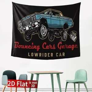 2D Flat, 1pc 2D Printing Bouncing Cars Garage Lowrider Car Tapestry Decoration Bedroom Dormitory Background Cloth Holiday Home Party Living Room Club Cloth(Various Sizes)