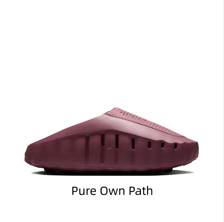 Burgundy Sleek Molded Slip-On Clogs for Sports Collectibles Enthusiasts - 1-Piece Smooth Construction, Breathable Perforations, Rugged Non-Slip Bottom, Ideal for Indoor Rest & Casual Outdoor Strolls