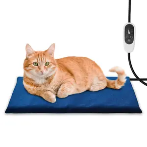 G128 Pet Heating Pad 23.62x17.72IN, 6 Adjustable Temperature Dog Cat Heating Pad with Timer, Waterproof Heated Cat Dog Bed with Chew Resistant Cord, Indoor Electric Pet Heated Mat
