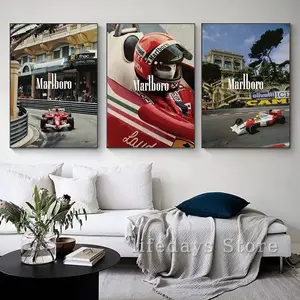 Canvas Painting Vintage Monaco Modern Fashion Racing Sports Car Photo Poster Print Wall Art For Room Home Decor Gift Wall Decor