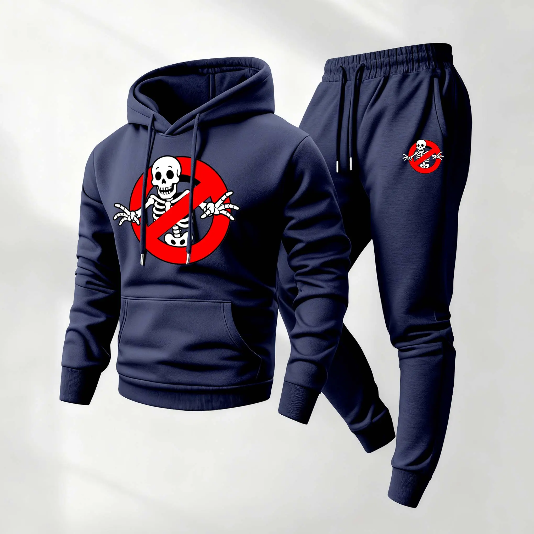 Men's Fun Patterns Pattern Print Hoodie and Drawstring Sweatpants Set, Menswear, Casual Athletic Long Sleeve Hooded Jacket & Trousers for Fall & Winter, Men's Clothing for Daily Wear, Sportswear Indoor Outdoor, Tracksuit, Athleisure