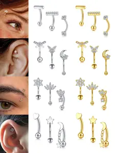 Stainless Steel Rook Piercing Jewelry, Curved Barbell Tiny Vertical Labret, Eyebrow Lip Jewelry, Ear Navel Belly Button Ring, 16g Bar Gift, Body Piercing Jewelry