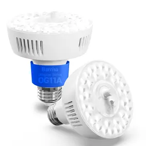 Barrina Orbgrow OG11A Grow Light Bulbs for Indoor Plants, Integrated Dimming & Timing, 5000K 22W(2 x 11W, 200 Watt Equiv), E26 Plant Light Bulb, Full Spectrum for Seeds and Greens, 2 Packs, White