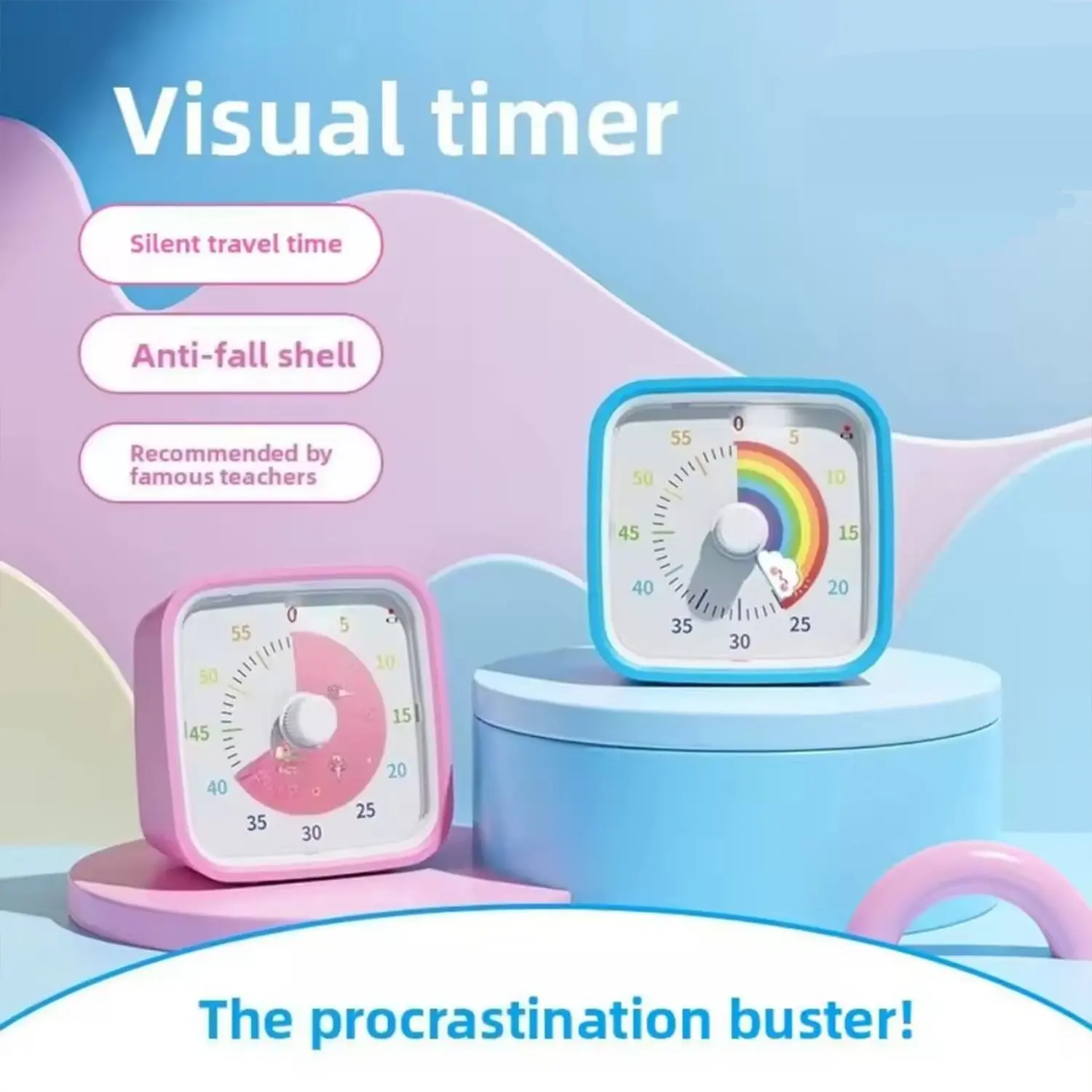 60-Minute Countdown Timer with Case, Digital Timer for Kids and Adults, Silent Low Battery Alert, Kitchen, Study, Classroom, Meeting Timer