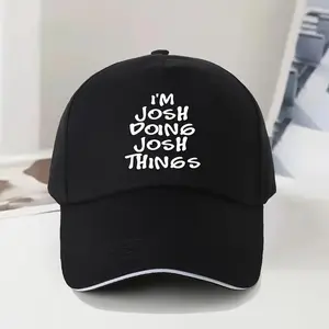 Adjustable & Lightweight Baseball Cap with "I'm Josh Doing Josh Things" Print - Black Fabric, Wide Brim, Breathable for Outdoor Sports and Travel, Outdoor Sports Cap | Sporty Baseball Cap | Lightweight Hat