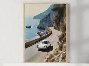 Old Money Porsche 911 Wall Art – Retro Luxury Car Printable, Slim Aarons Aesthetic,Product without frame