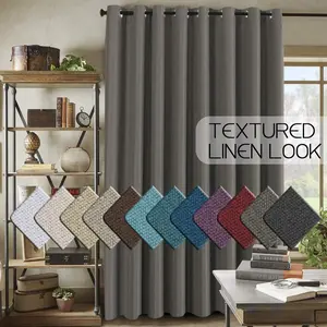 PrimeBeau Faux Linen Room Darkening/Room Dividing Curtain Draper Extra Wide & Long